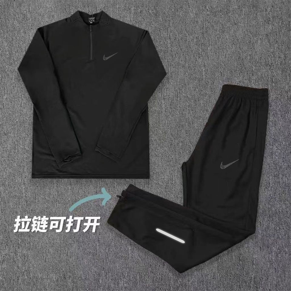 速干半拉链长袖体育田径训练服运动套装男女体考比赛健身跑步长裤