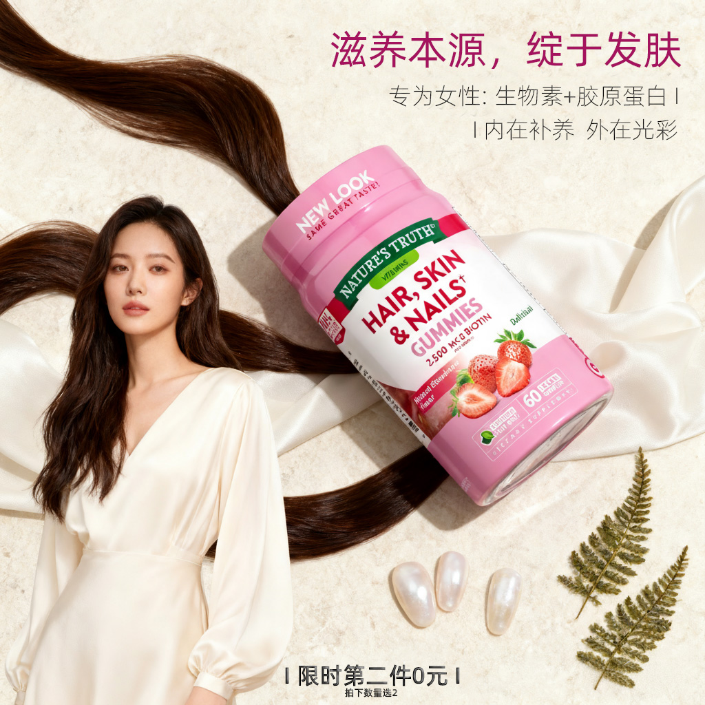 胶原蛋白水果糖小熊软糖美白丸肽非自然之宝草莓发肤甲护发维生素