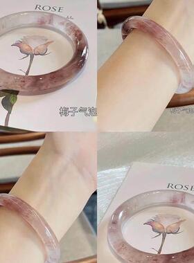 干枯玫瑰手镯女士小众设计学生镯子冰透手链情人节礼物送女友手环