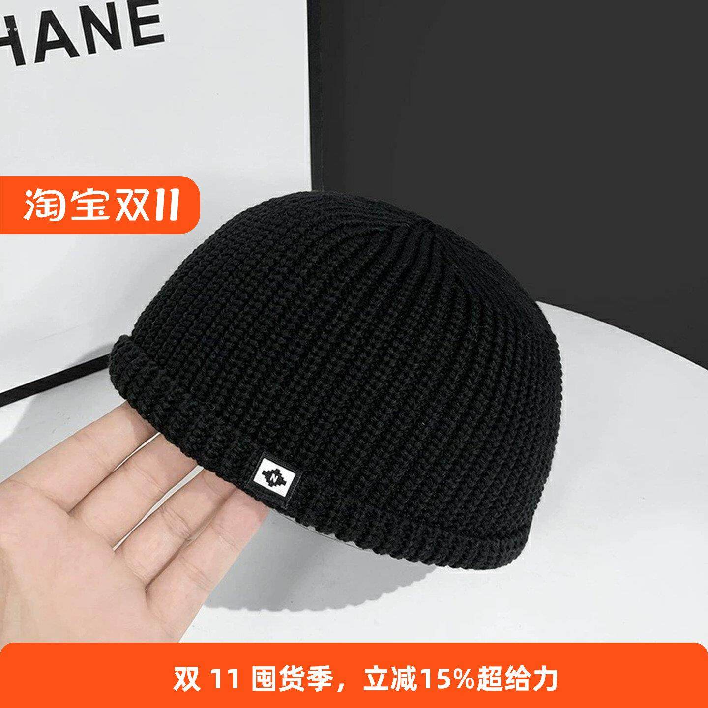 针织帽秋天瓜皮帽男士薄款毛线地主雅痞帽子女秋冬光头帽嘻哈街舞