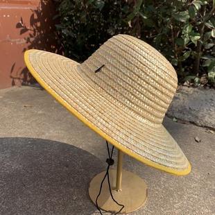 草帽农民老式大帽檐手工编织防晒帽防水乾活遮阳大号精细麦秆劳动