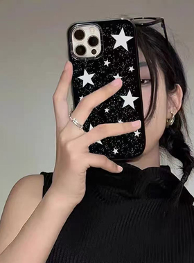 y2k甜酷辣妹黑色星星适用红米note14 13pro手机壳note12 11t 10滴胶K80 k70软壳k60 k50保护套turbo4 3防摔壳