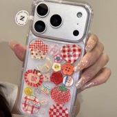 15pro手机壳小米14 4pro 立体格纹红色纽扣适用小米17 12s 13pro软壳civi5 2保护套10S防摔cc9女mix4韩