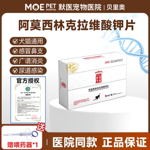 百灵金方阿莫西林克拉维酸钾片宠物猫咪感冒药狗狗呼吸道感染咳嗽