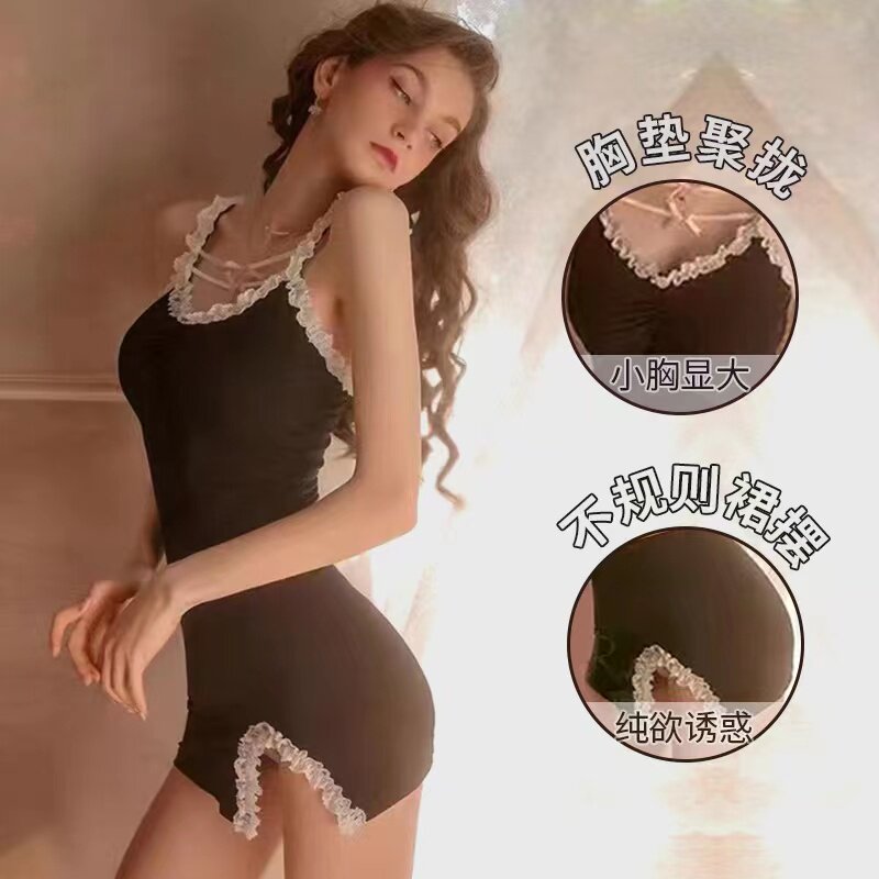 性感内衣女火辣诱惑小胸带胸垫聚拢吊带裙床上情趣吊带裙睡衣纯欲