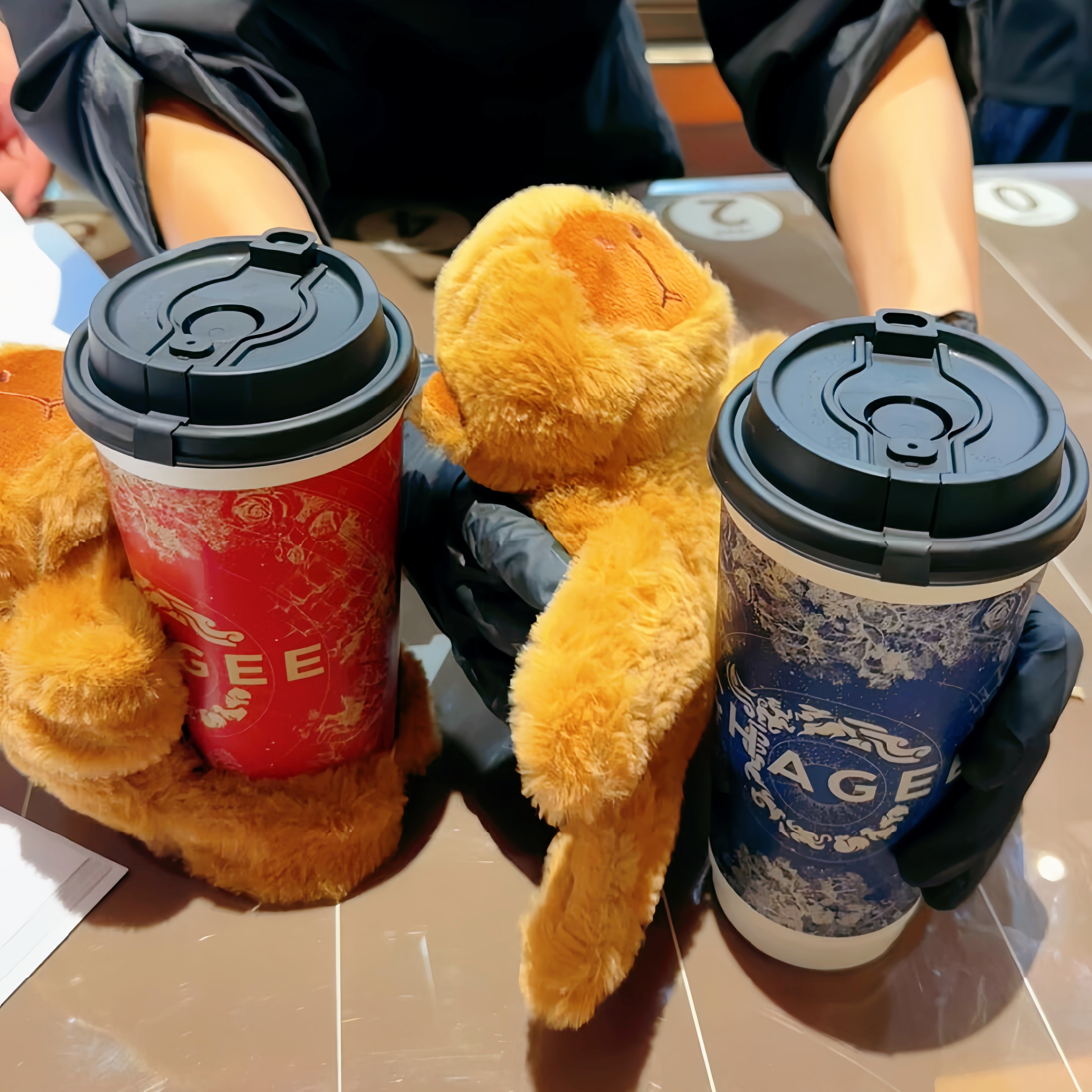 卡皮巴拉抱抱杯霸王茶姬啪啪圈杯套奶茶挂件装饰可爱玩偶毛绒玩具