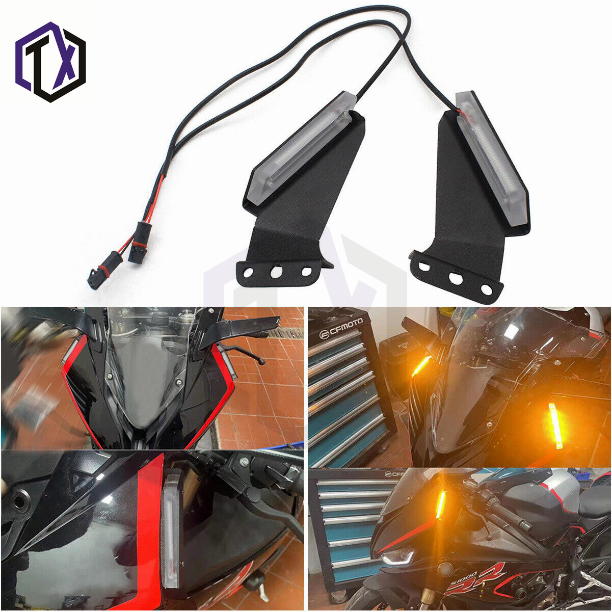 适用宝马 S1000RR M1000RR 19-22 改装LED前转向灯隐形机翼指示灯