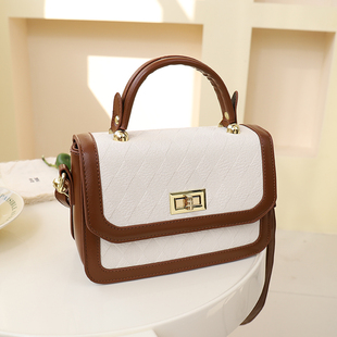 高级感撞色小方包2025秋冬超火斜挎包百搭大容量手提包通勤单肩包