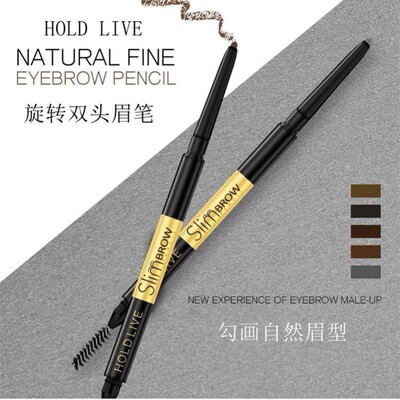 HOLD LIVE自然精细眉笔初学者画眉毛不易脱色旋转双头眉笔深棕色