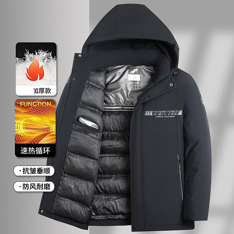 冬季加绒新款商务棉服男士加厚棉衣爸爸休闲棉袄保暖中年冬装外套