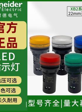 施耐德指示灯LED XB2BVB3LC电源信号灯DCAC24V220V380V绿红黄白色