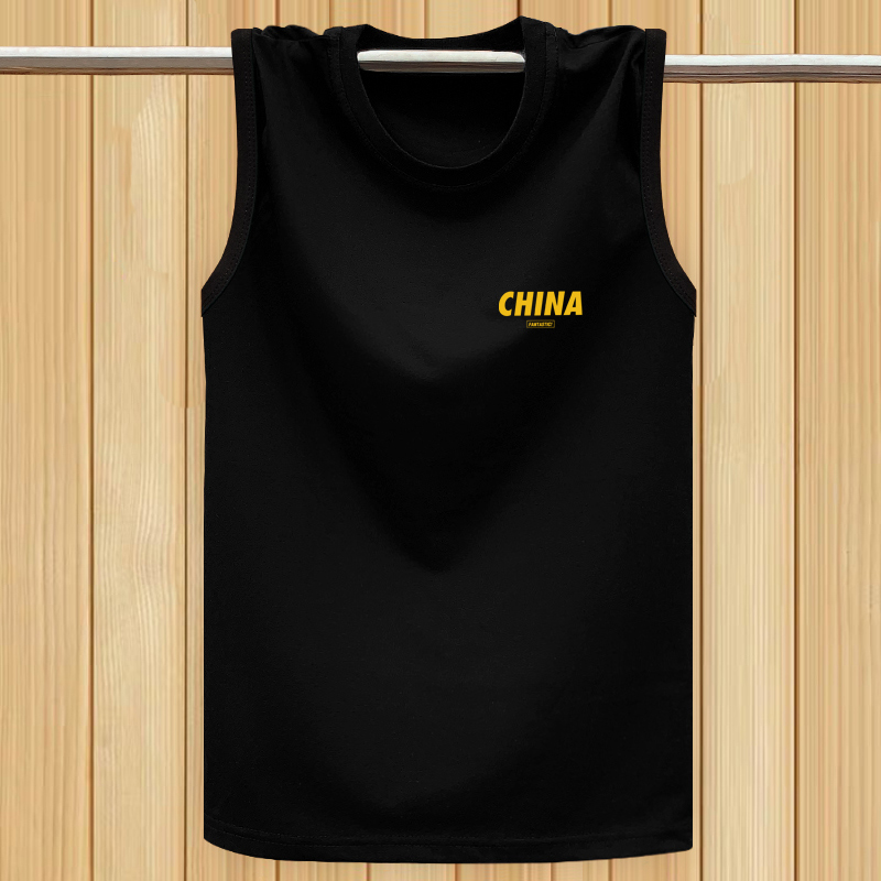 100%全棉夏季无袖背心男t恤加大码宽松休闲运动潮流坎肩篮球汗衫