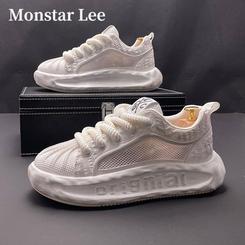 Monstar lee贝壳头小白鞋男增高夏季透气运动休闲鞋百搭老爹鞋