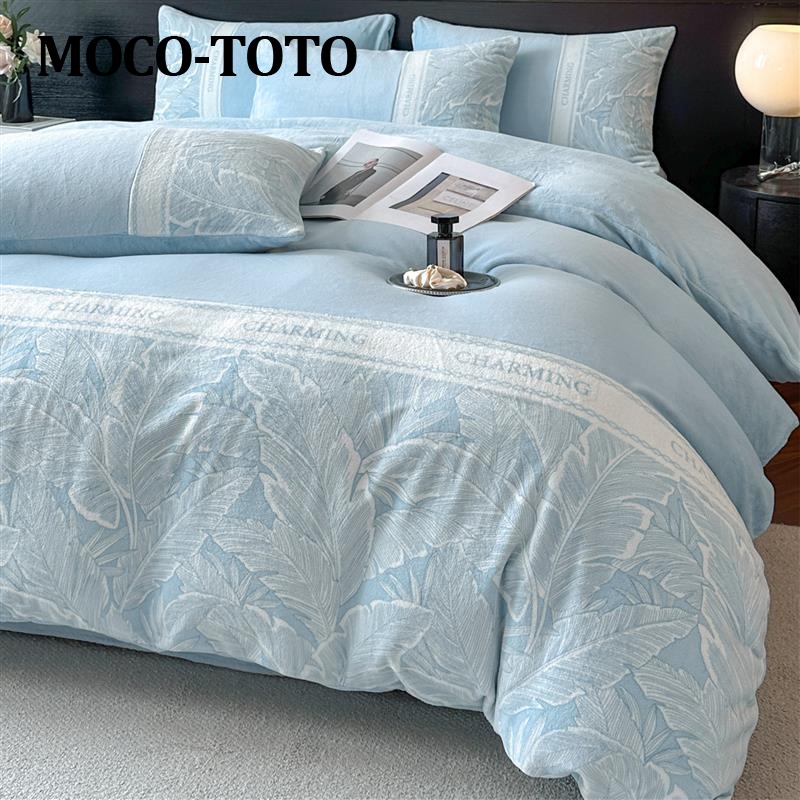 MOCO-TOTO高级感加厚牛奶绒床上四件套冬季双面法兰珊瑚绒被套