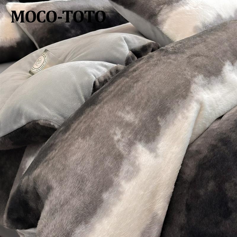 MOCO-TOTO简约兔兔绒床上四件套牛奶绒冬季加厚双面法兰加绒被套