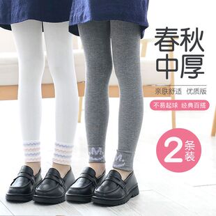 儿童连裤袜女童打底裤春秋季薄款棉外穿中厚白色宝宝长裤子配裙子
