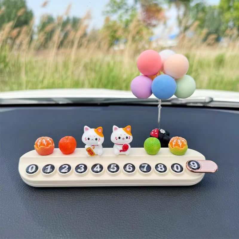 招财猫停车牌可爱汽车号码牌女生