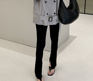 widelia2026春季韩版超模瘦瘦裤黑色开叉打底裤女百搭休闲裤7050