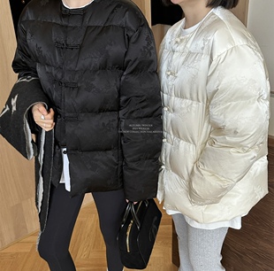 2023秋冬Widelia圆领显瘦韩版国风中式羽绒服百搭单扣外套女9365