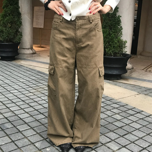 TABLE-高腰垂感卡其色宽松显瘦拖地休闲裤休闲裤37255