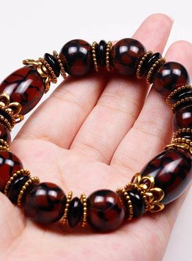 西藏三九眼天珠手串龙纹