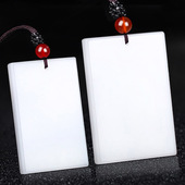 新疆金丝玉白玉平安牌吊坠和田色男女款 玉牌玉石挂件直播货源