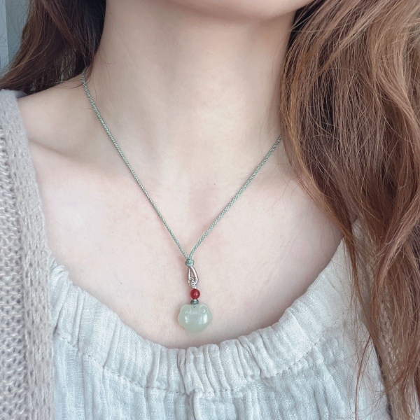 和田玉如意锁吊坠平安锁女款玉锁宝宝长命锁玉佩儿童玉石如意挂件