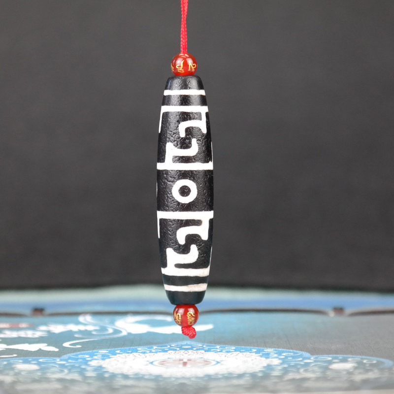 天然西藏真品三眼莲师诸法三界天珠项链至纯藏式绳李连杰同款吊坠