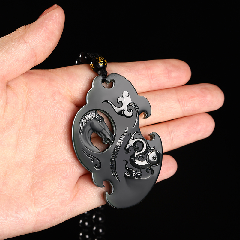 真品和田玉龙马精神玉吊坠新疆青玉塔青细料男女玉佩玉石玉器挂件