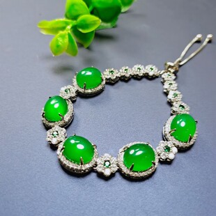 豪华绿手链冰种女款鸽子蛋手串大戒面时尚潮流轻奢佩饰首饰