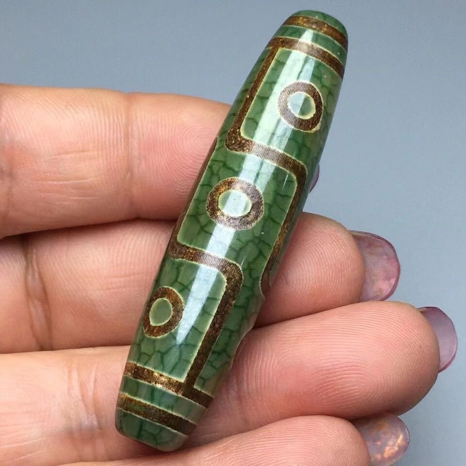 新款西藏老矿原石真品绿色三六九眼老天珠玛瑙项链吊坠石英岩玉镯