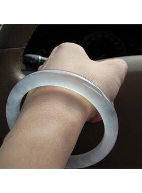 天然水沫子玉手镯圆条A货