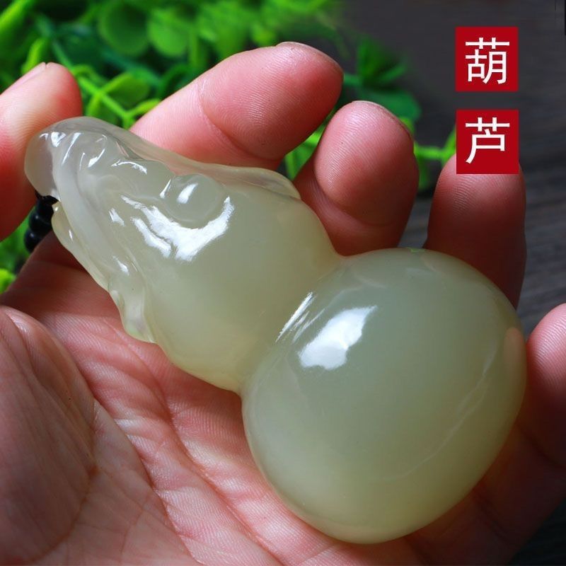 青白玉葫芦手把件海阿富汗图片