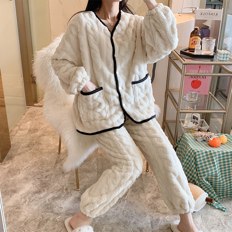 珊瑚绒睡衣长袖秋冬季保暖