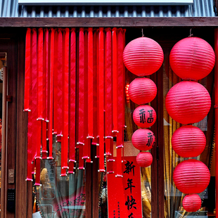 红色丝带缎带马年氛围2026年喜庆挂饰新年灯笼橱窗吊顶装饰挂件