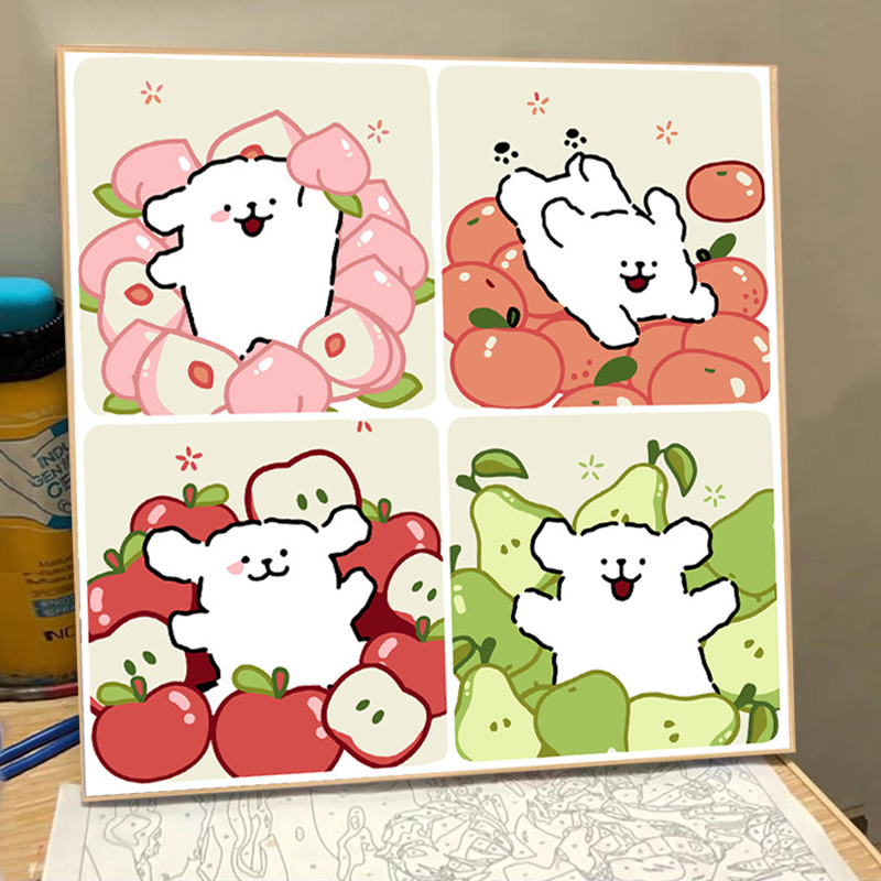 线条小狗数字油画手工diy填充丙烯油彩装饰画画手绘涂色卡通动漫图片