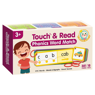 自然拼读指读卡Touch & Read:Phonics Word Match英文早教教材 3-6岁儿童CVC自然拼读法单词卡片41个拼读音素支持小达人小book点读
