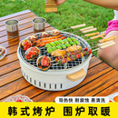 套装 户外烧烤炉家庭烤肉炉圆形日式 围炉家用煮茶便携全套烧烤炉子