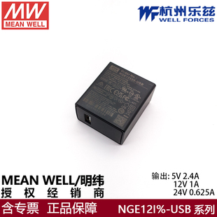 台湾明纬 NGE12I/U/E系列 12V/15V/24V/48V 开关电源 壁挂适配器