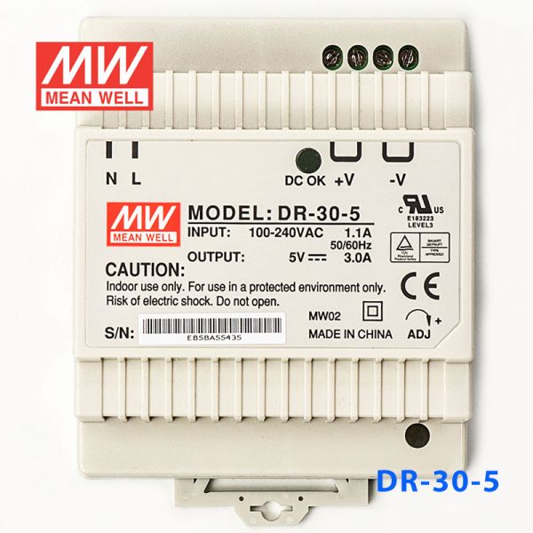HDR-30-5明纬导轨电源工业级