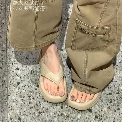 【狠狠爱了】矮子乐厚底人字拖鞋女夏季外穿eva防滑踩屎感凉拖鞋