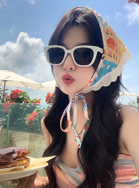 海边拍照护眼太阳眼镜韩版高级感复古百搭显脸小防晒方形墨镜女