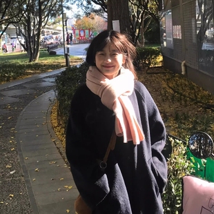 粉色围巾秋冬女针织围脖保暖防寒防风仿羊绒显白围脖温柔搭配大衣