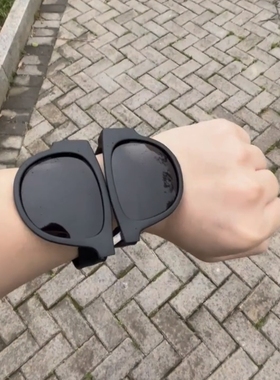 啪啪圈墨镜可折叠防晒太阳镜显脸小夏天户外骑行眼镜男士时尚潮流