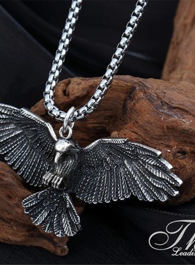 欧美霸气个性雄鹰展翅钛钢项链男女嘻哈朋克饰品小众设计白搭吊坠