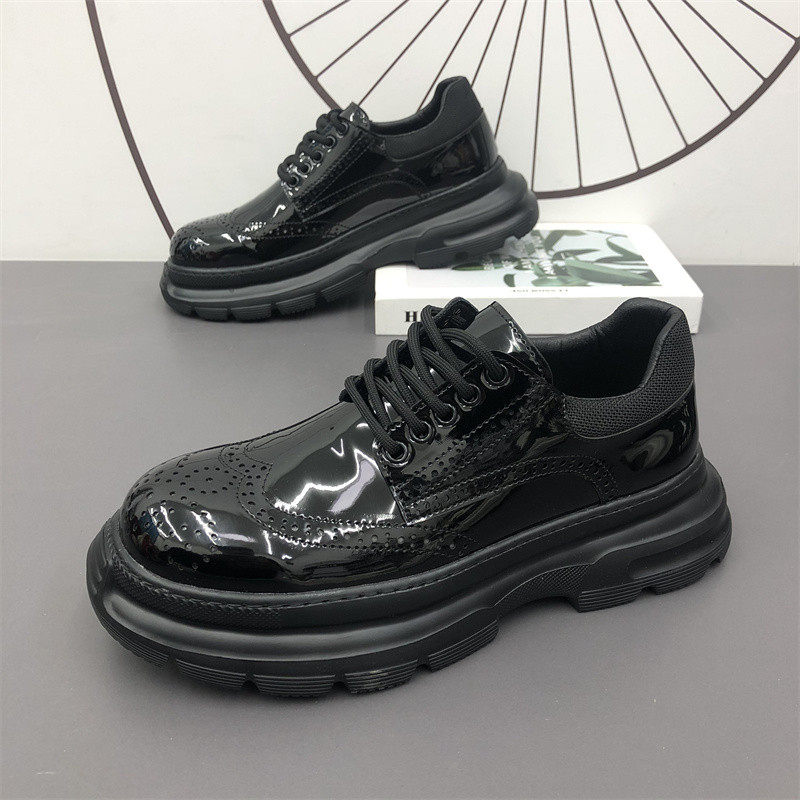 布洛克雕花皮鞋男款夏季款英伦风休闲真皮男鞋厚底增高商务正装鞋