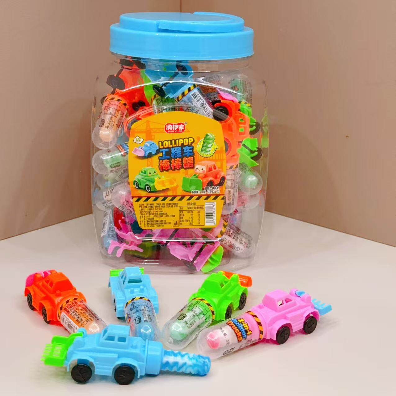 创意卡通汽车造型棒棒糖儿童玩具糖果小卖部批发幼儿园门口摆地摊