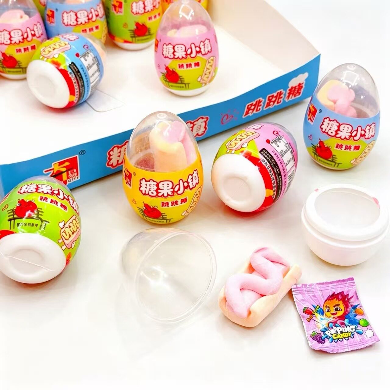 网红爆款可爱鸡蛋装棉花糖带跳跳糖儿童零食小卖部批发幼儿园摆摊