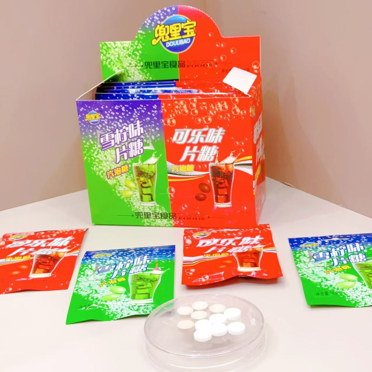 怀旧可泡水可乐味雪柠味片糖果儿童零食批发小卖部超市幼儿园礼物