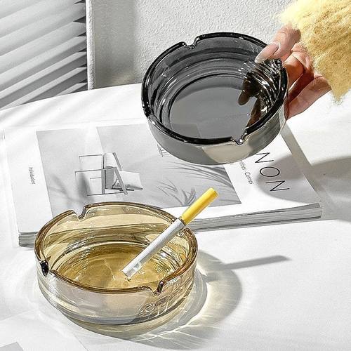 经典简约精致家用卧室酒店办公室高端潮流圆形玻璃烟灰缸轻奢家居